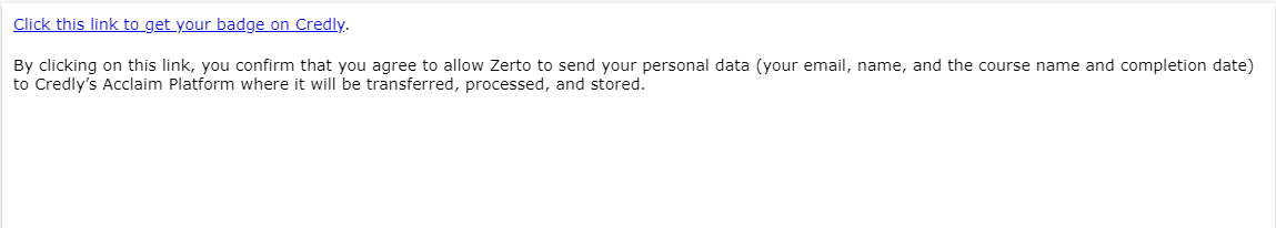 Screenshot showing a link to Credly