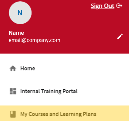 Navigation menu showing My Courses and Learning Plans as selected