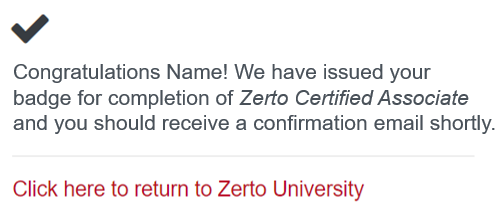 Screenshot showing Credly badge confirmation