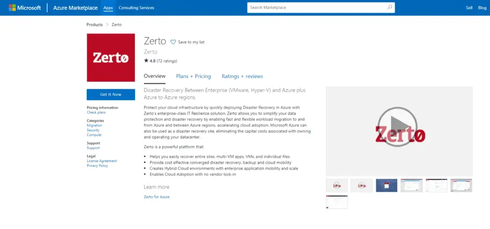 Zerto for Azure tool overview 