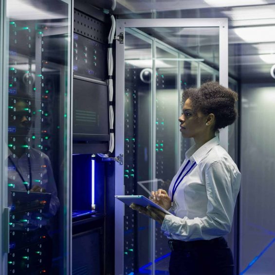 Engineer in a datacenter
