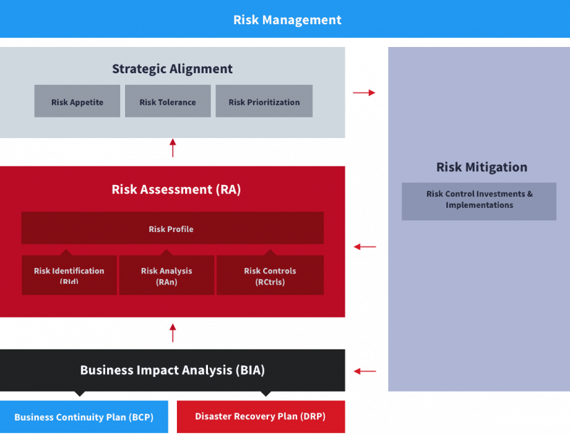 Diagram showing the process flow and activities involved in Risk Management