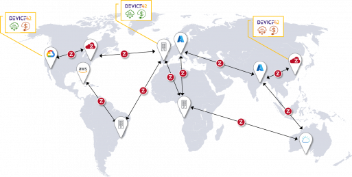 Map showing how IT can use Device42’s Sustainability Insights capabilities to identify virtualized workloads to easily and safely move with Zerto